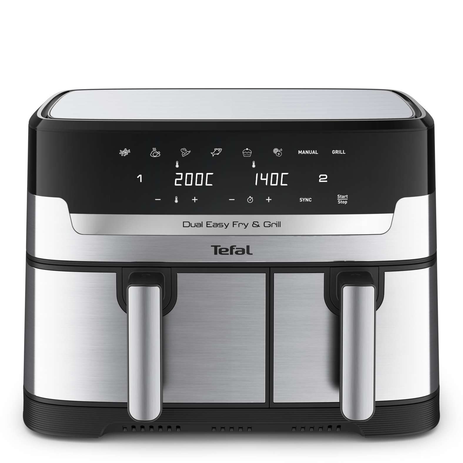 Tefal Dual Easy Fry & Grill EY905D - 8.3L XXL Hot Air Fryer - Stainless Steel
