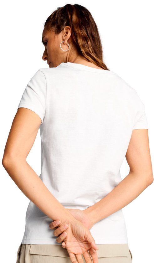 PUMA ESS METALLIC No. 1 Logo T-shirt voor dames S, White Metallic Silver
