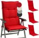 Beautissu Base HL – Set van 4 Tuinstoelkussens Hoge Rug 120x50x6 cm Rood