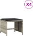 vidaXL Tuinkrukken 4 stuks met kussens 40x40x35 cm poly rattan lichtgrijs