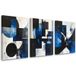 Set de tableaux sur toile abstraction violette : cercles et formes 3 x 70x100