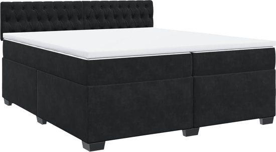 vidaXL Boxspring met matras fluweel zwart 200x200 cm