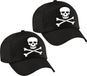 Bellatio Decorations Set van 2x stuks piraten verkleed petje/cap met doodskop zwart voor jongens/meisjes