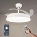 Mimotec Plafondventilator met ledlicht, wit, Olga, afstandsbediening, DC-motor, 6 snelheden, stil, intrekbare vleugels, zomer-/winterfunctie, timer, CCT