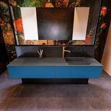 Mondiaz ERIN 200cm badmeubelset onderkast Jeans met 2 lades Wastafel RIDGE rechts Dark grey ERIN11903
