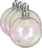 Decoris Kerstballen - 4 stuks - 10 cm - Transparant Parelmoer - Kunststof