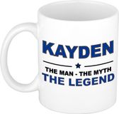 Bellatio Decorations naam cadeau mok - Kayden - man myth legend - koffiemok - 300 ml - collega - vaderdag