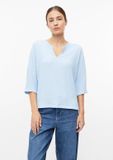 T-shirt s.Oliver Vrouwen T-shirt met V-hals, Korte mouw, Effen, Lichtblauw, Maat 38