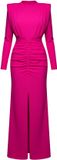 Ombre LARICA Jurk - Lange Mouw - Rits - Effen Fuchsia S