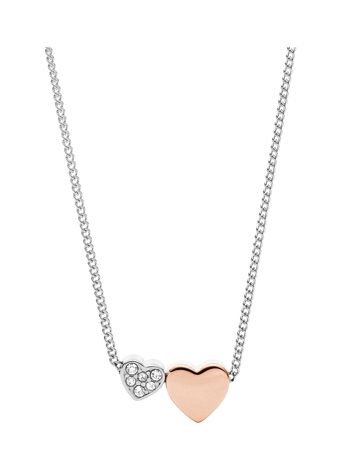 Fossil Vintage Motifs ketting met glassteen JF03097998 - zilver