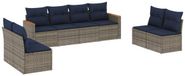 vidaXL Ensemble de banc de jardin 8 pièces avec coussins, gris, polyrotin