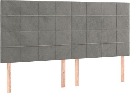 vidaXL Hoofdbord lichtgrijs 160x5x118/128 cm fluweel