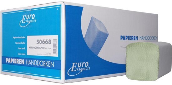 MTS Euro Products Vouwhanddoekjes 2-laags Z-vouw groen 23x25 cm Ã 3200st