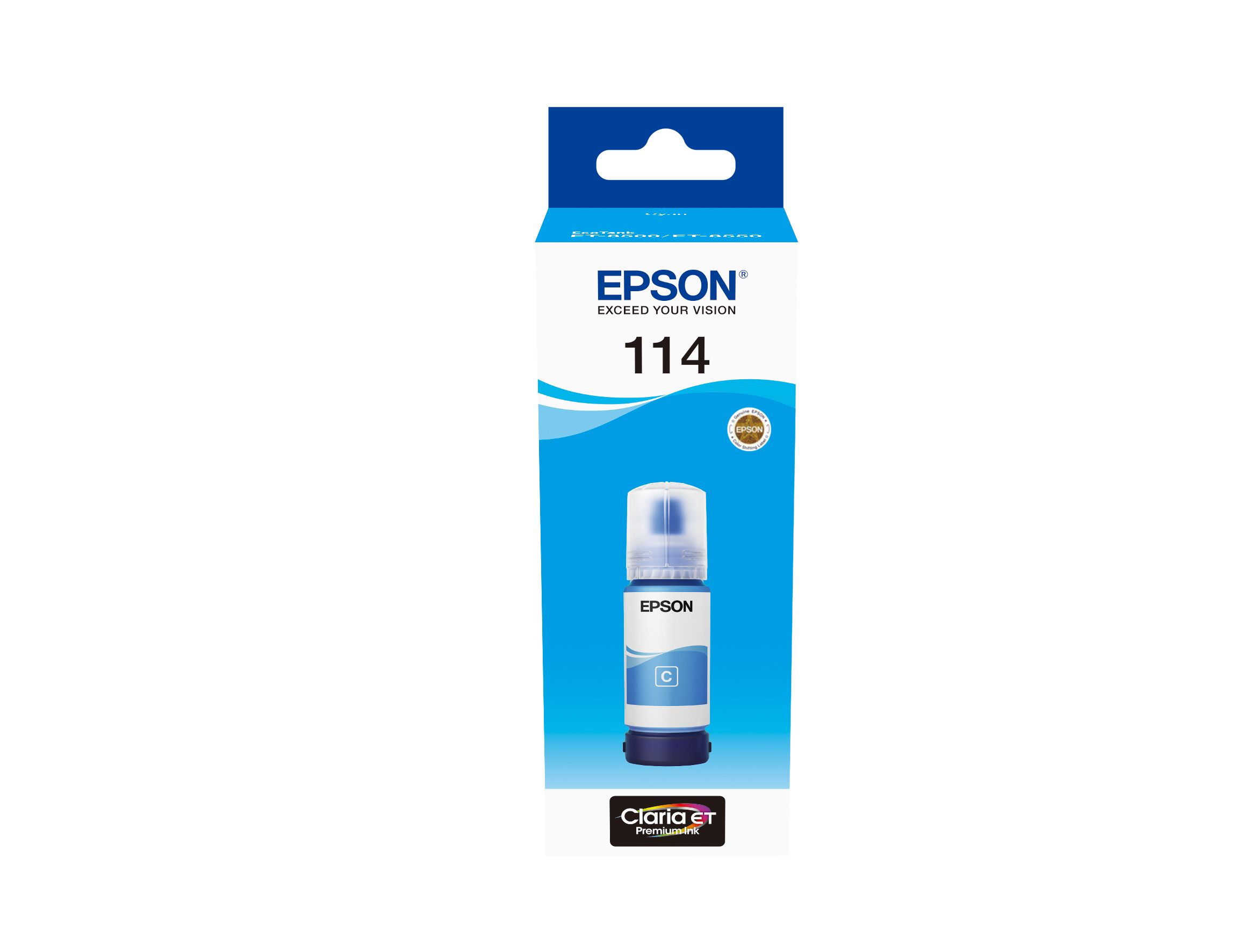Epson 114 EcoTank Cyan Ink Bottle - 70ml - Compatible with ET-8500, ET-8600