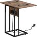 Table d'appoint avec station de charge, plateau rabattable, 39 x 29 x 57 cm, brun rustique et noir