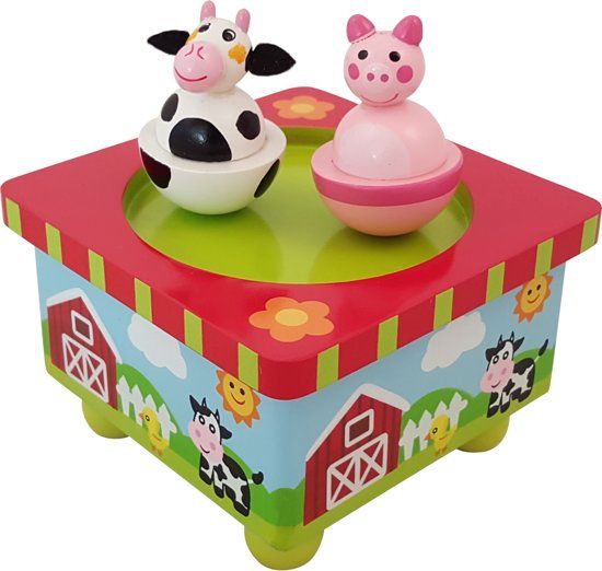 Playwood - Houten muziekdoos dansende boerderijdieren - 8719348000024