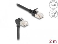 Delock RJ45 Network Cable Cat.6A S/FTP Slim 90° downwards angled / straight 2 m black
