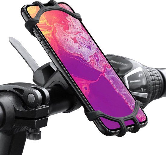 BASEY. Universele Telefoonhouder Fiets Scooter En Buggy - Fiets Telefoonhouder Siliconen - 360 Graden Draaibaar - Zwart