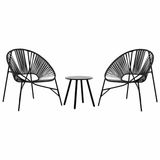 vidaXL - Set tuinstoelen 3-delig poly rattan zwart