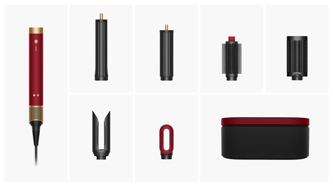 Dyson Airwrap Co-anda 2x Straight + Wavy - Red Velvet/Goud