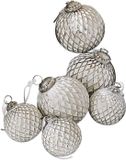 LOBERON Décoration de Noël set van 6 Maélys blanc antique