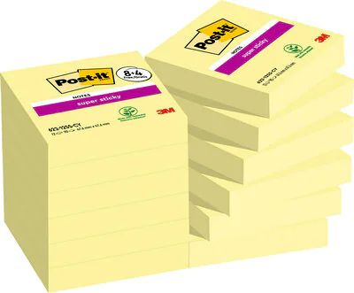 Post-it Super Sticky Notes, 90 vel, 47,6 x 47,6 mm, Geel