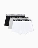 EMPORIO ARMANI 3-pack trunk shirt heren, Zwart/Grijs Mel/Wit, M