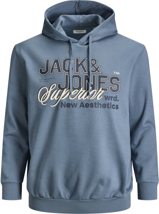 JACK & JONES PLUS SIZE JACK&JONES JJELOGO SWEAT HOOD 2 COL 25/26 NOOS PLS Heren Blauw 3XL