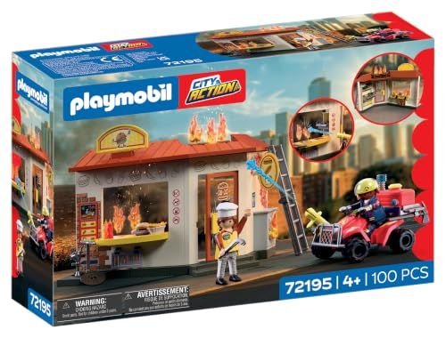 PLAYMOBIL City Action 72195 Brandweerquad met burgerkiosk