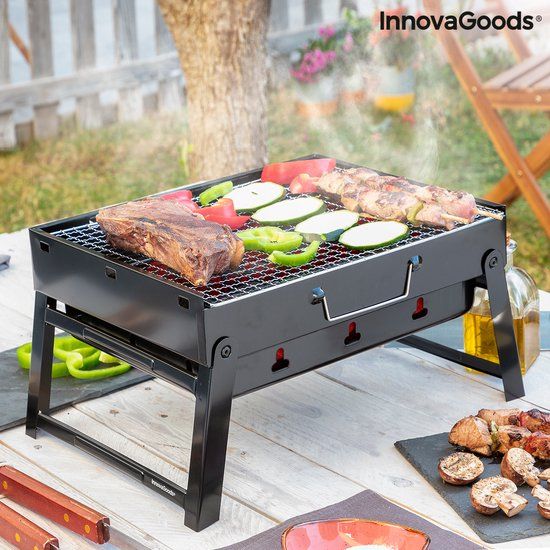 BearBQ InnovaGoods - Opvouwbare draagbare houtskoolbarbecue - Zwart