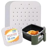 Caffetti 100 vellen wit bakpapier voor luchtfriteuse, 100% biologisch afbreekbaar, vierkant geperforeerd, wegwerp, anti-aanbaklaag, olievrij, levensmiddelen, gefrituurd, geroosterd, keuken, 22 x 22 cm