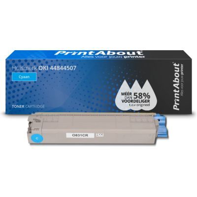 PrintAbout Huismerk OKI 44844507 Cyaan Toner | 11.000 Pagina's