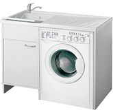 Negrari Wasmachineafdekking met wastafel 9008 KAM van hars, badkuip van zuurbestendig PP, binnen/buiten, wit, 109 x 60 x 89
