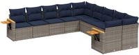 vidaXL 10-delige Loungeset met kussens Poly Rattan Grijs