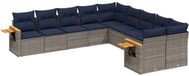 vidaXL Loungeset 10-delig met kussens Poly Rattan Grijs