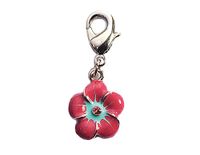 INNSPIRO NICE CHARMS Metalen hanger bloem met blauw kunstleer en Fúcsia met karabijnhaak, 12 x 15 mm, 25 stuks, 14x25mm., Metaal, Geen edelsteen