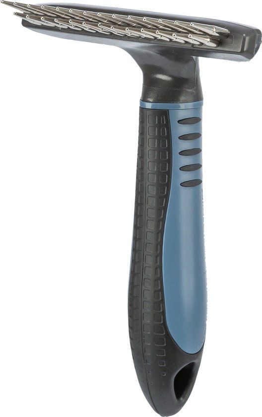 Trixie Metaalkam Langhaar Dubbele Tanden - 10 x 15 cm - Blauw