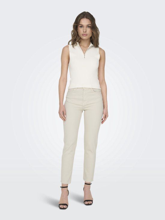 ONLY ONLEMILY LIFE HW ST RAW CRPANK - Women's Jeans - Beige - Size W29/L34