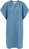 Blue Ridge WE Fashion Dames midi jurk van linnenmix Blauw Katoen Maat: XXXL