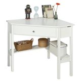 SoBuy FWT31-W Bureau d'angle - Bureau en bois blanc avec tiroir 76x76cm