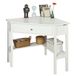 SoBuy FWT31-W Bureau d'angle - Bureau en bois blanc avec tiroir 76x76cm