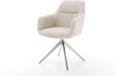 Chaise de salle à manger Pejo-Flex piètement croisé large acier inoxydable corde beige pivotant à 360° fonction basculante noyau à ressorts ensachés