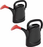 Bol Voordeelset van 2x stuks kunststof tuin gieters 7.5 en 10 liter zwart - Met sproeikop/broeskop - Bloemen/planten water geven
