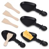 Merkloos Raclette set - Mini raclette pannen - 4-delig - Antiaanbaklaag - Met 4 houten schepjes