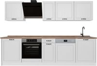 Vicco Complete keukeneenheid R-Line, Wit landelijk/Wit, 280 cm goudkleurig eiken werkblad