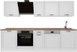 Vicco Complete keukeneenheid R-Line, Wit landelijk/Wit, 280 cm goudkleurig eiken werkblad
