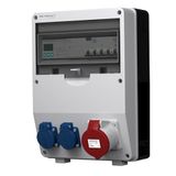 Doktorvolt stroomverdeler bouwstroomverdeler 32A 2x230V pTD-S/FI 3P teller Siemens en Mennekes