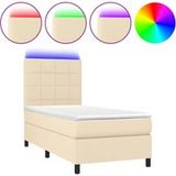 Maison Exclusive - Boxspringbed met matras en LED-verlichting, crème kleur, 100x200 cm, textiel