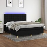 Maison Exclusive - Sommier tapissier avec matelas et éclairage LED, noir, 180x200 cm, textile
