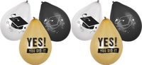 Boland Ballonnen geslaagd thema - 18x - goud/wit/zwart - latex - 25 cm - examenfeest versiering